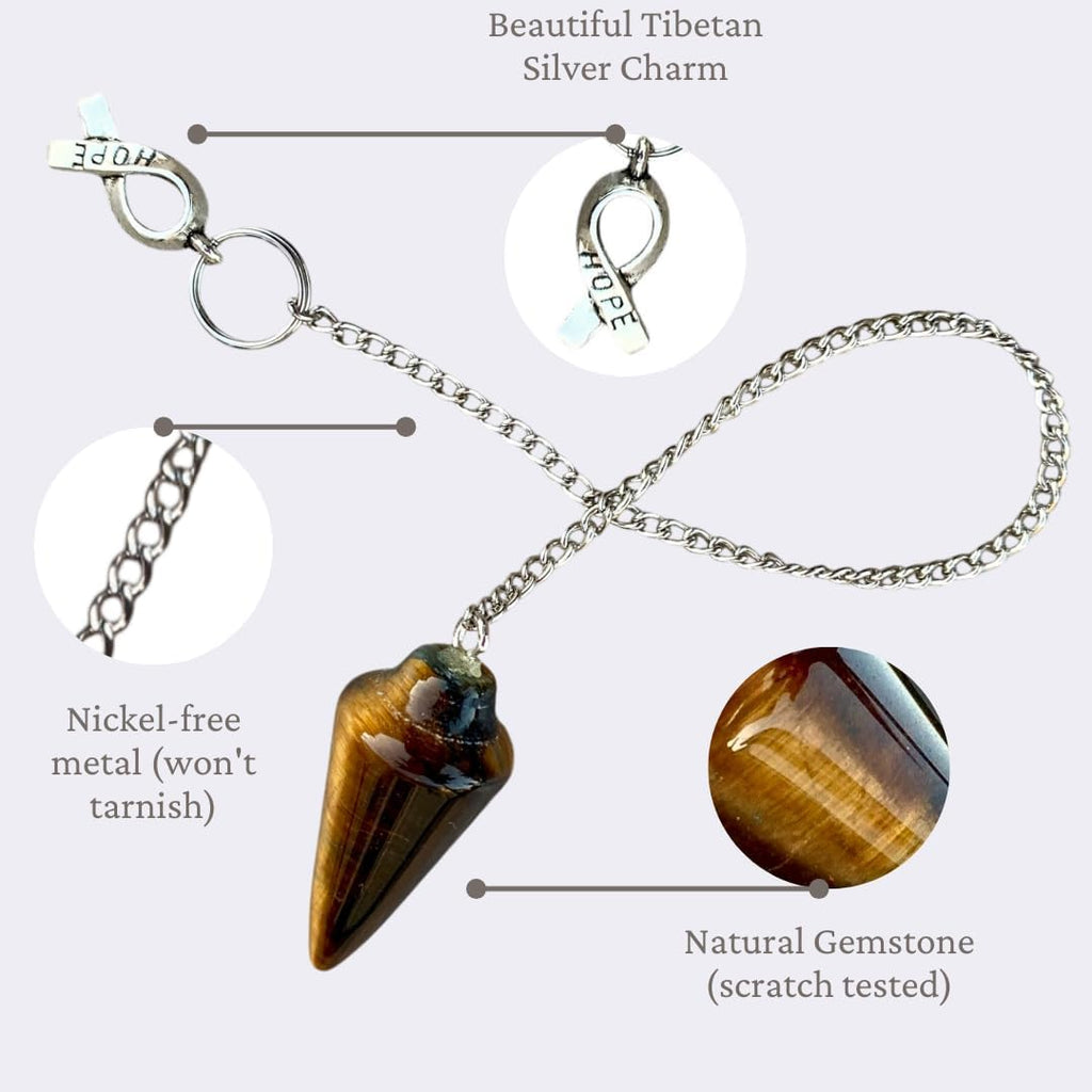 Natural Tigers Eye Pendulum with Mystery Charm | Bag Charm - Collective Awakening
