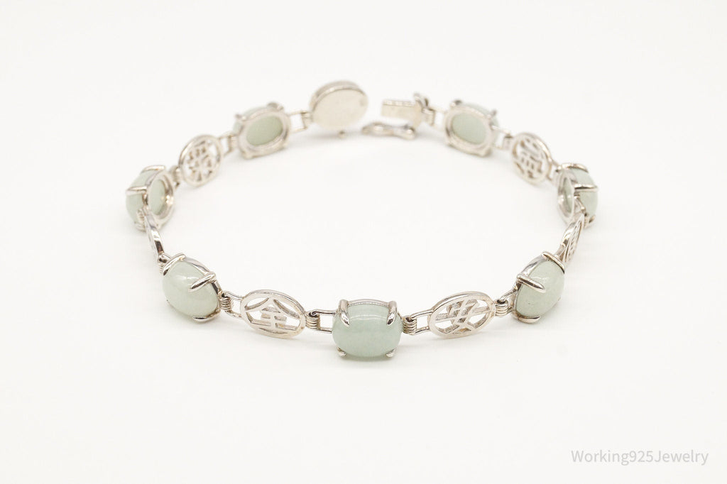 Vintage Jade Good Fortune Sterling Silver Bracelet - Collective Awakening