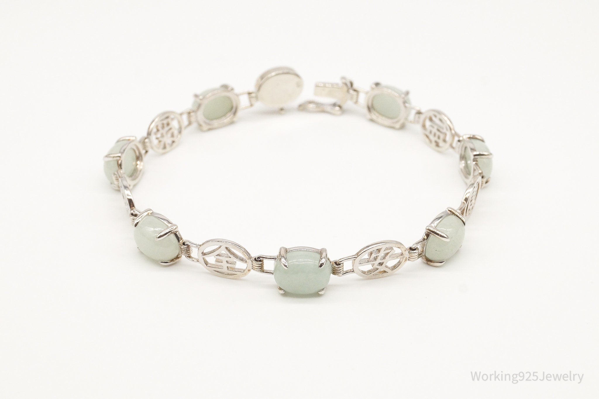 Vintage Jade Good Fortune Sterling Silver Bracelet - Collective Awakening