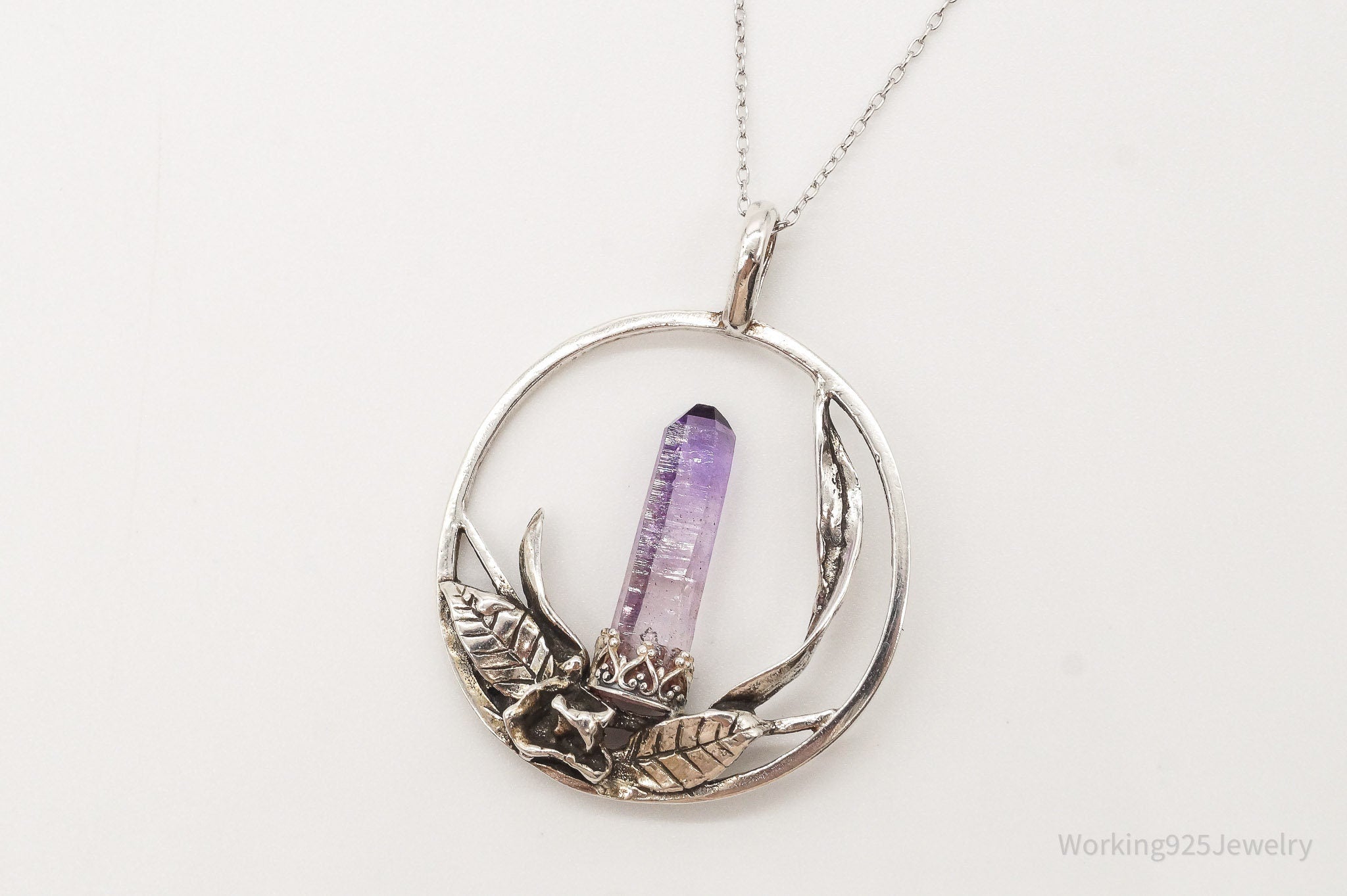 Vintage Amethyst Crystal Sterling Silver Necklace - Collective Awakening
