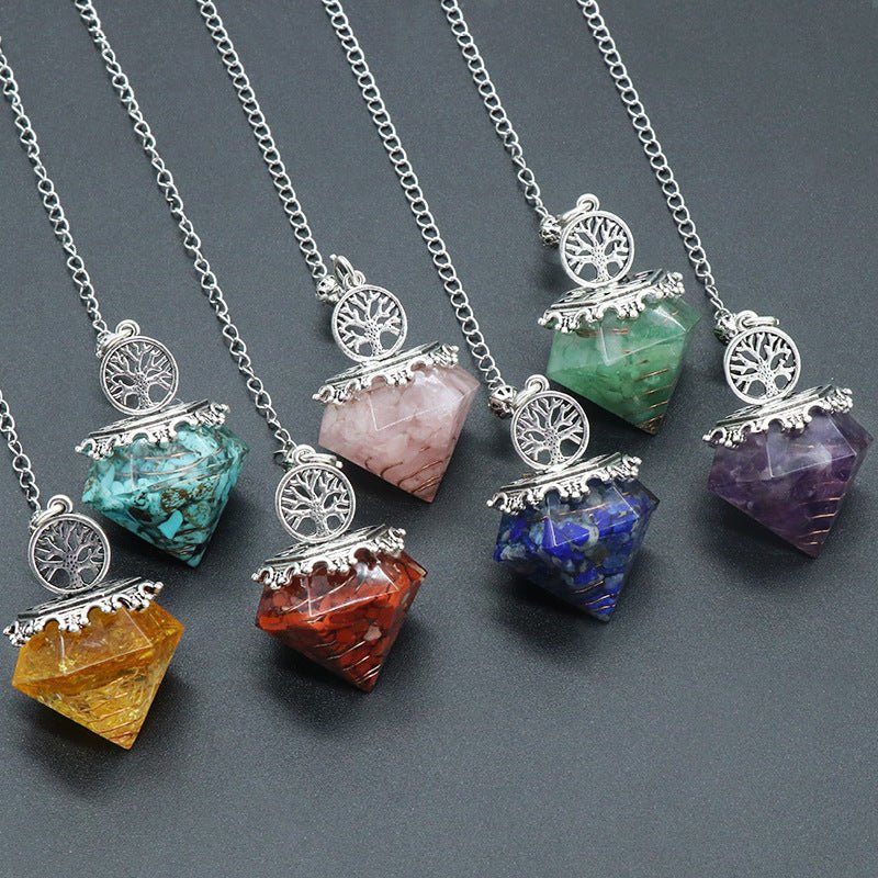 Natural Crystal Resin Crushed Stone Diamond Pendulum - Collective Awakening