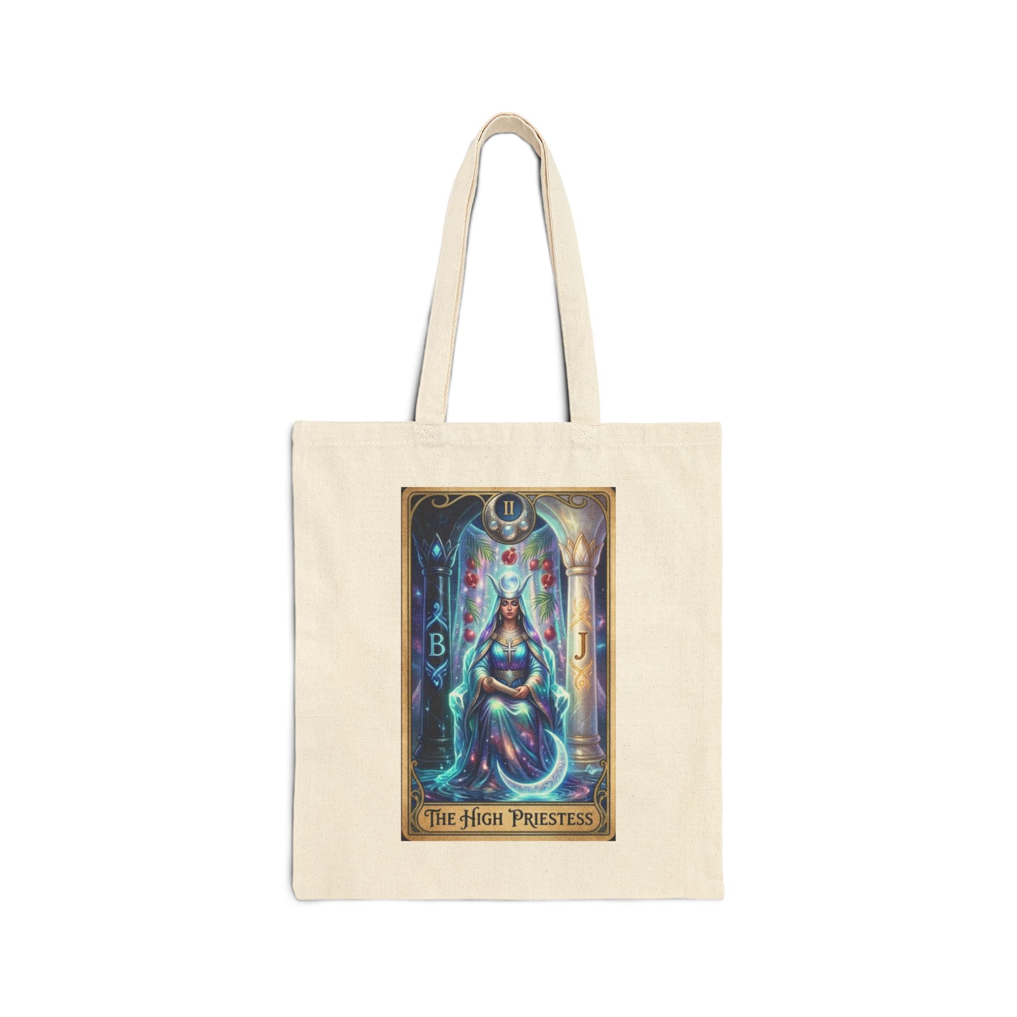 High Priestess Tarot Canvas Tote — Mystic Tarot Card Reusable Bag
