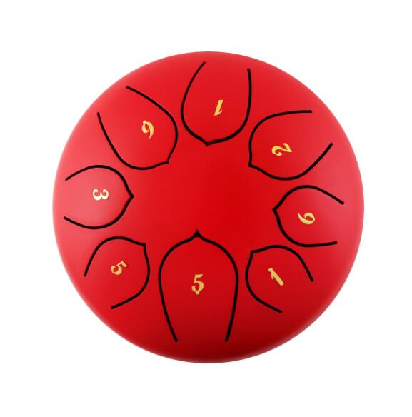 6-Inch Red Steel Tongue Drum Set, Tank Sticks and Carrying Bag Percussion Instruments Accessories - Collective Awakening