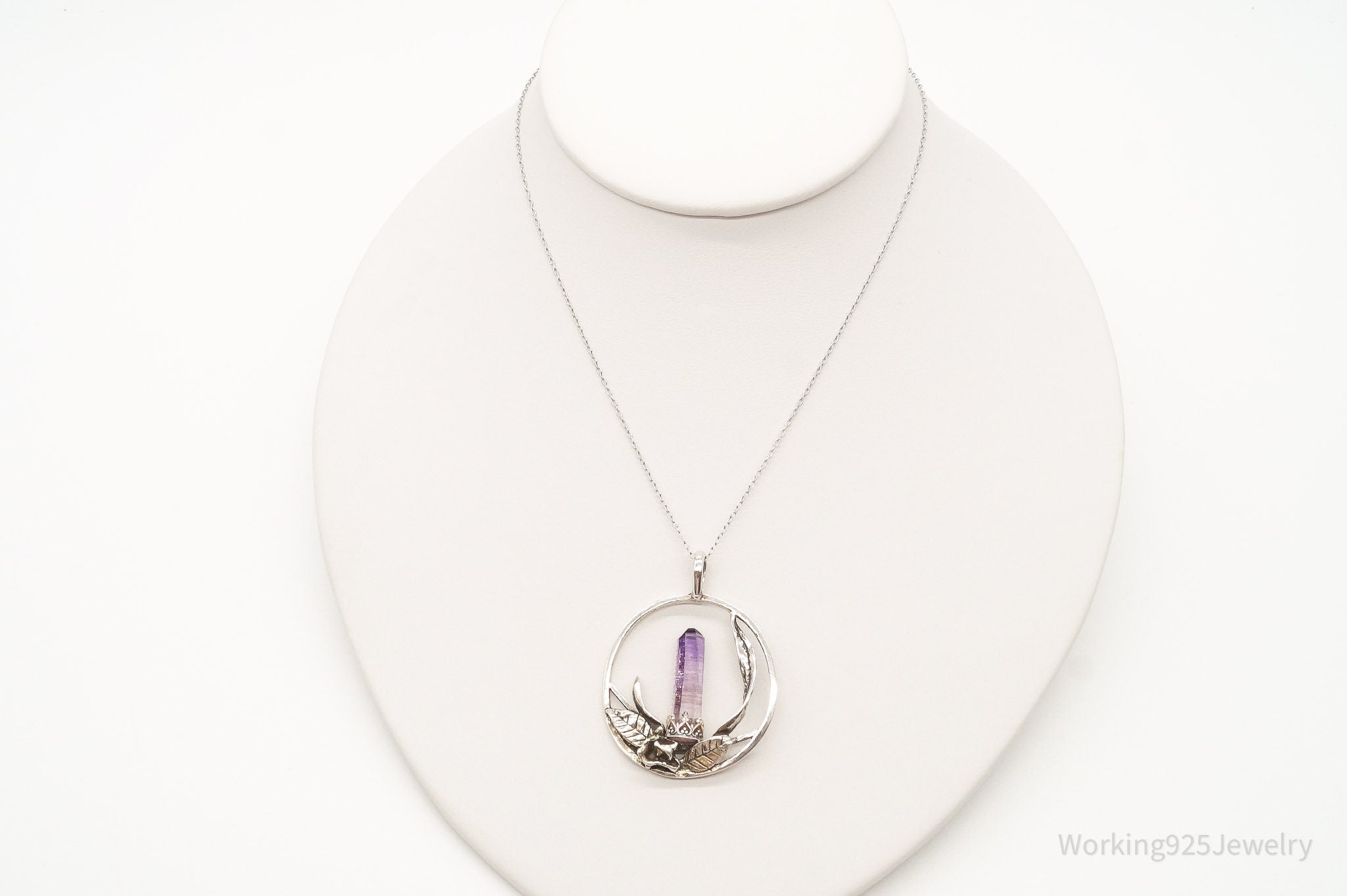 Vintage Amethyst Crystal Sterling Silver Necklace - Collective Awakening