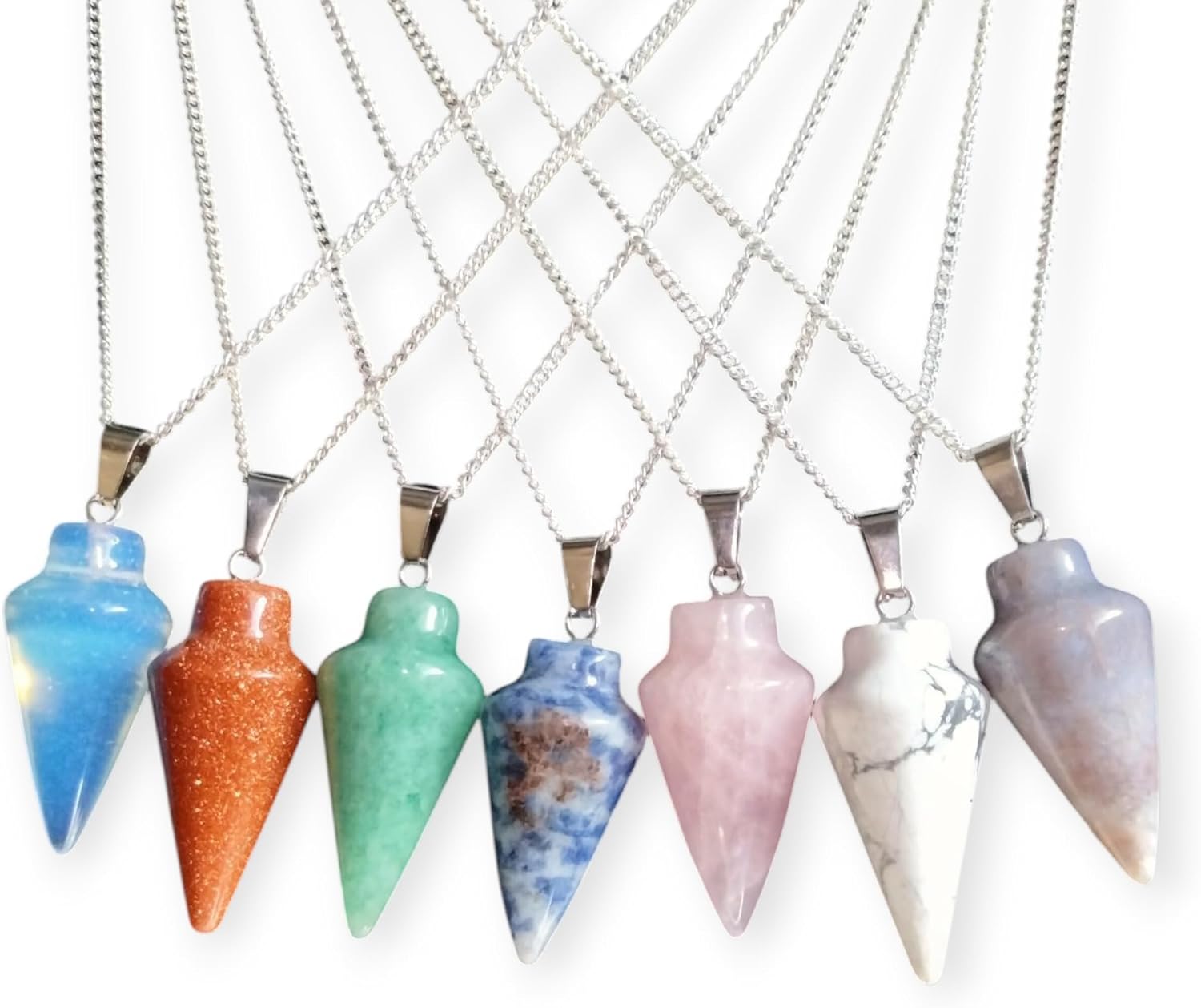 Natural Gemstone Pendulum, Pure 925 Sterling Silver Necklace - Collective Awakening