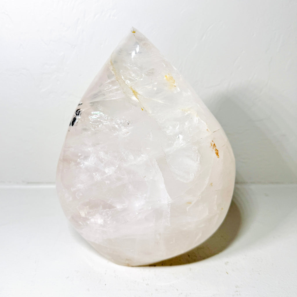 Milky Dream Quartz Crystal Leaf Carving – Exquisite Hand - Carved Design with Natural Inclusions (7.3LB) - Collective Awakening