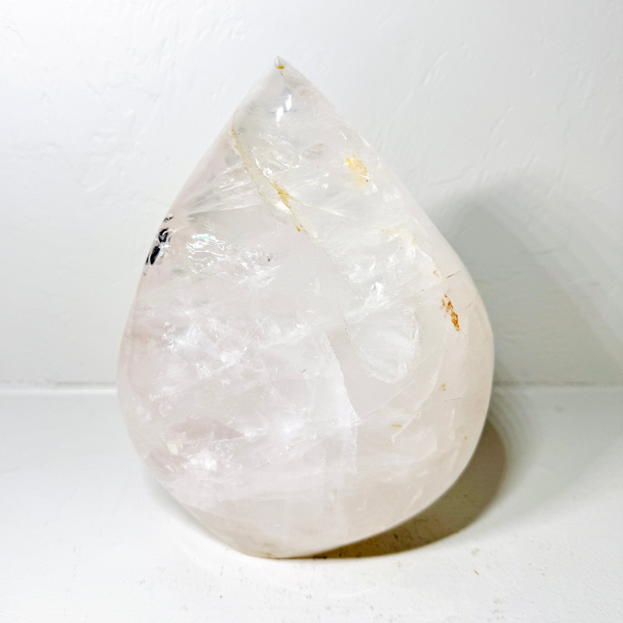 Milky Dream Quartz Crystal Leaf Carving – Exquisite Hand - Carved Design with Natural Inclusions (7.3LB) - Collective Awakening