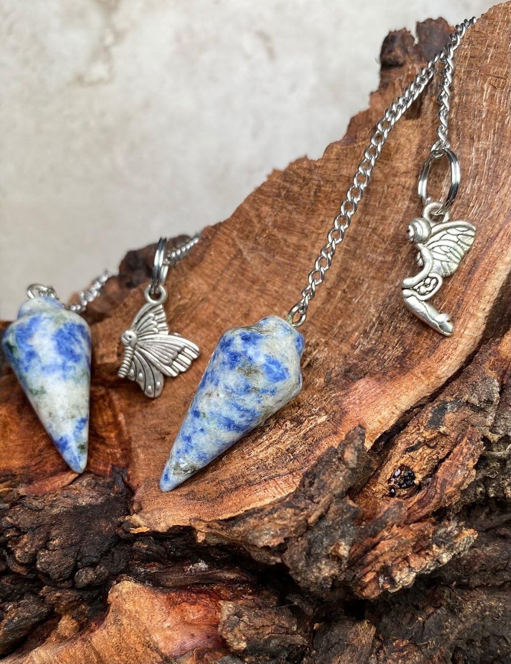 Natural Gemstone Smooth Conical Crystal Pendulum with Mystery Charm | Bag Charm - Collective Awakening