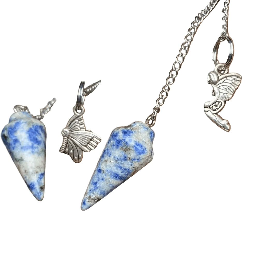 Natural Gemstone Smooth Conical Crystal Pendulum with Mystery Charm | Bag Charm - Collective Awakening