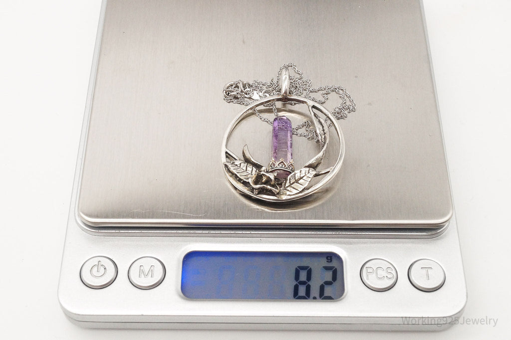 Vintage Amethyst Crystal Sterling Silver Necklace - Collective Awakening