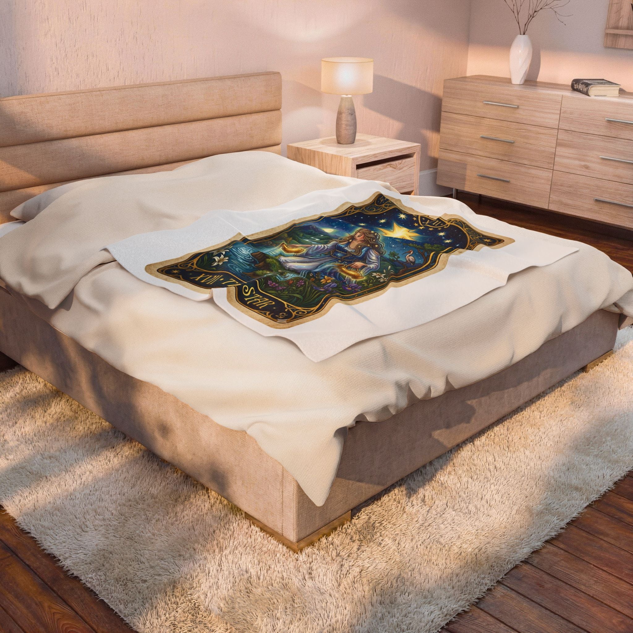 Tarot 'The Star' Velveteen Plush Blanket — Celestial Cozy Tarot Throw