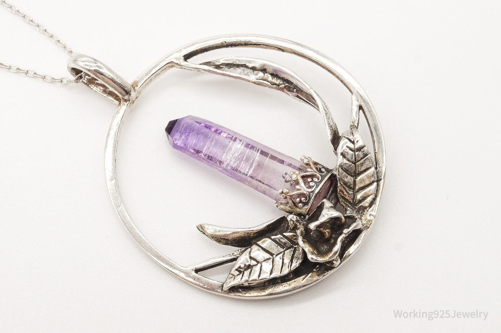 Vintage Amethyst Crystal Sterling Silver Necklace - Collective Awakening