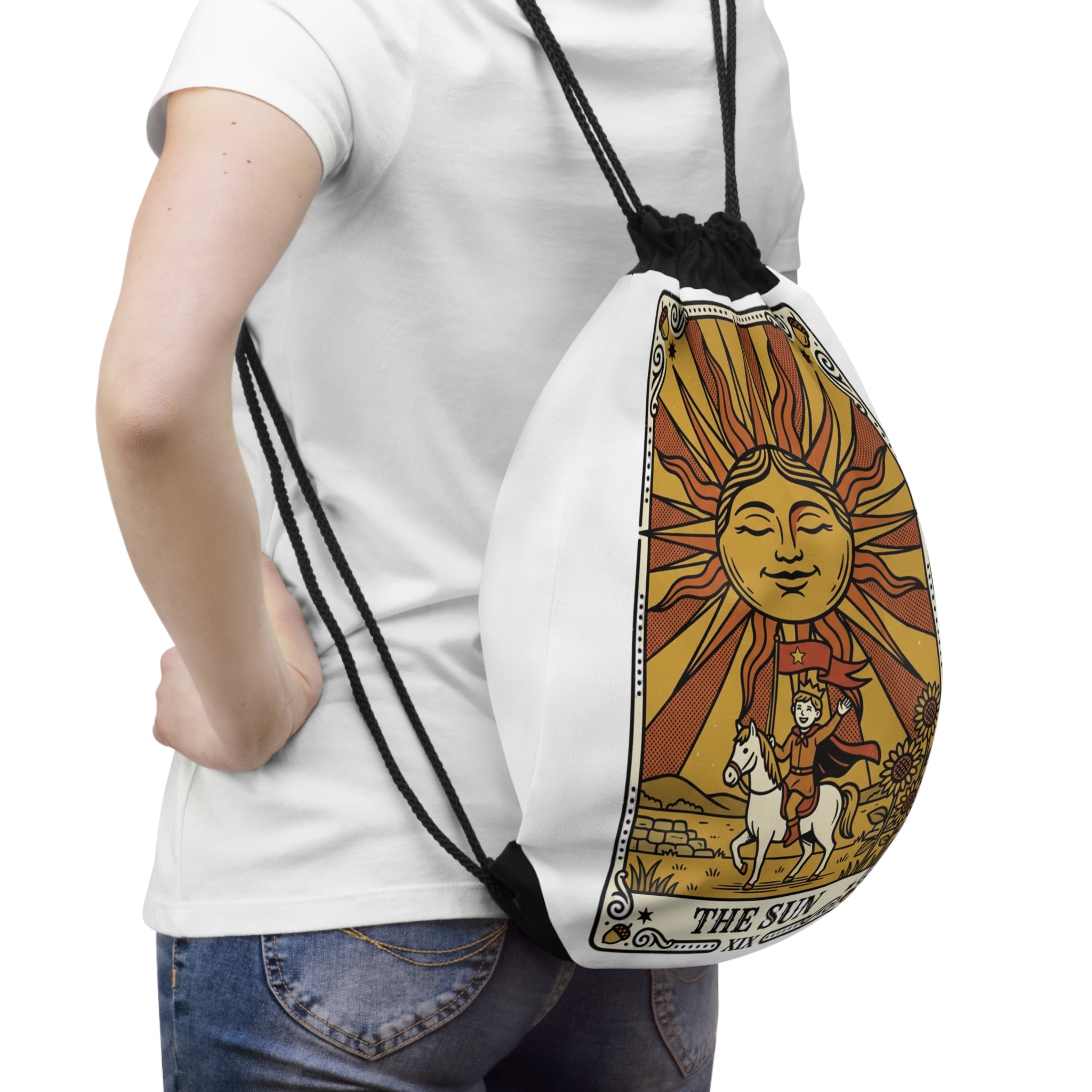 The Sun Tarot Drawstring Bag — Vintage Rider-Waite Card Backpack