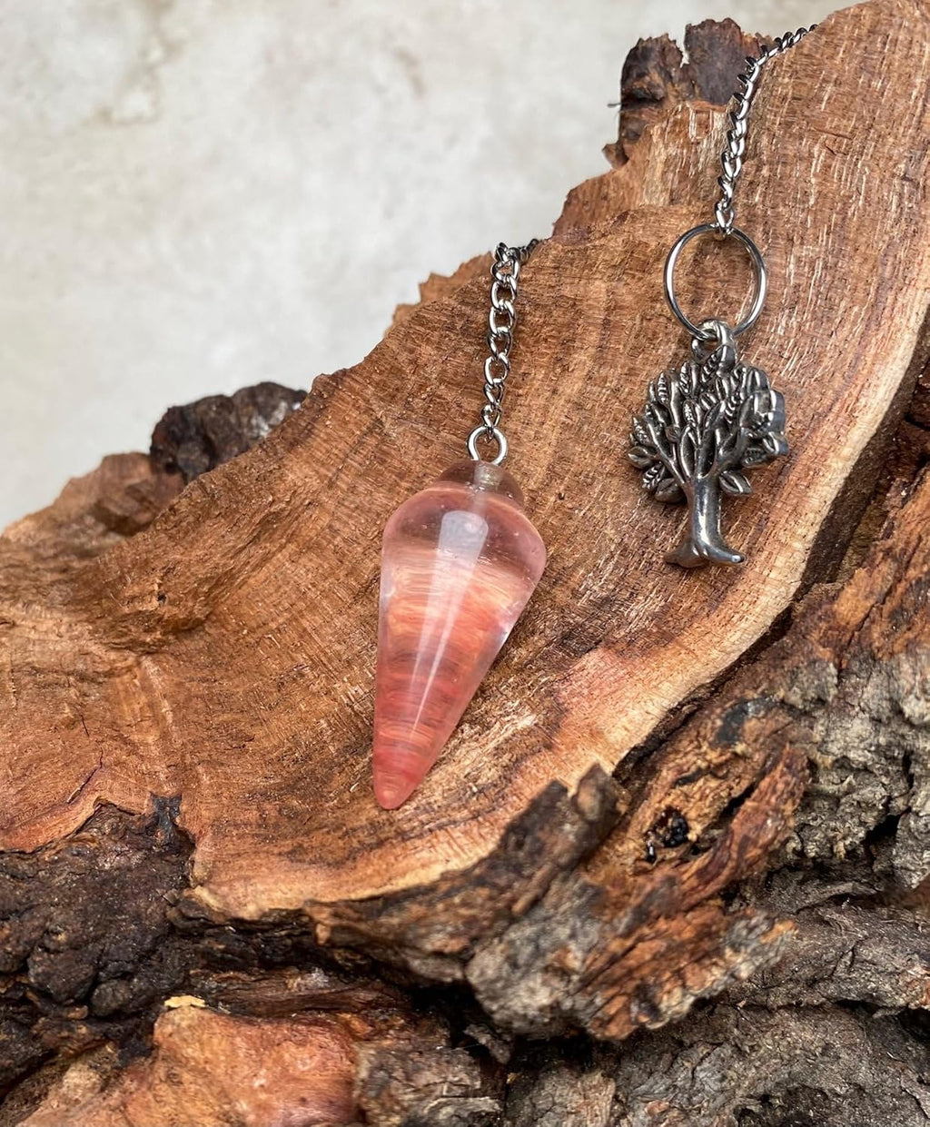 Cherry Quartz Pendulum with Mystery Charm | Bag Charm - Collective Awakening