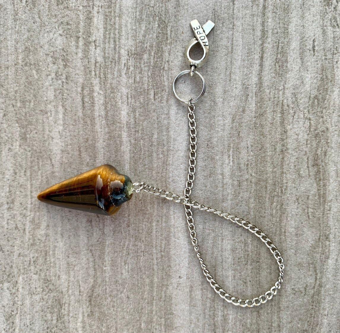 Natural Tigers Eye Pendulum with Mystery Charm | Bag Charm - Collective Awakening