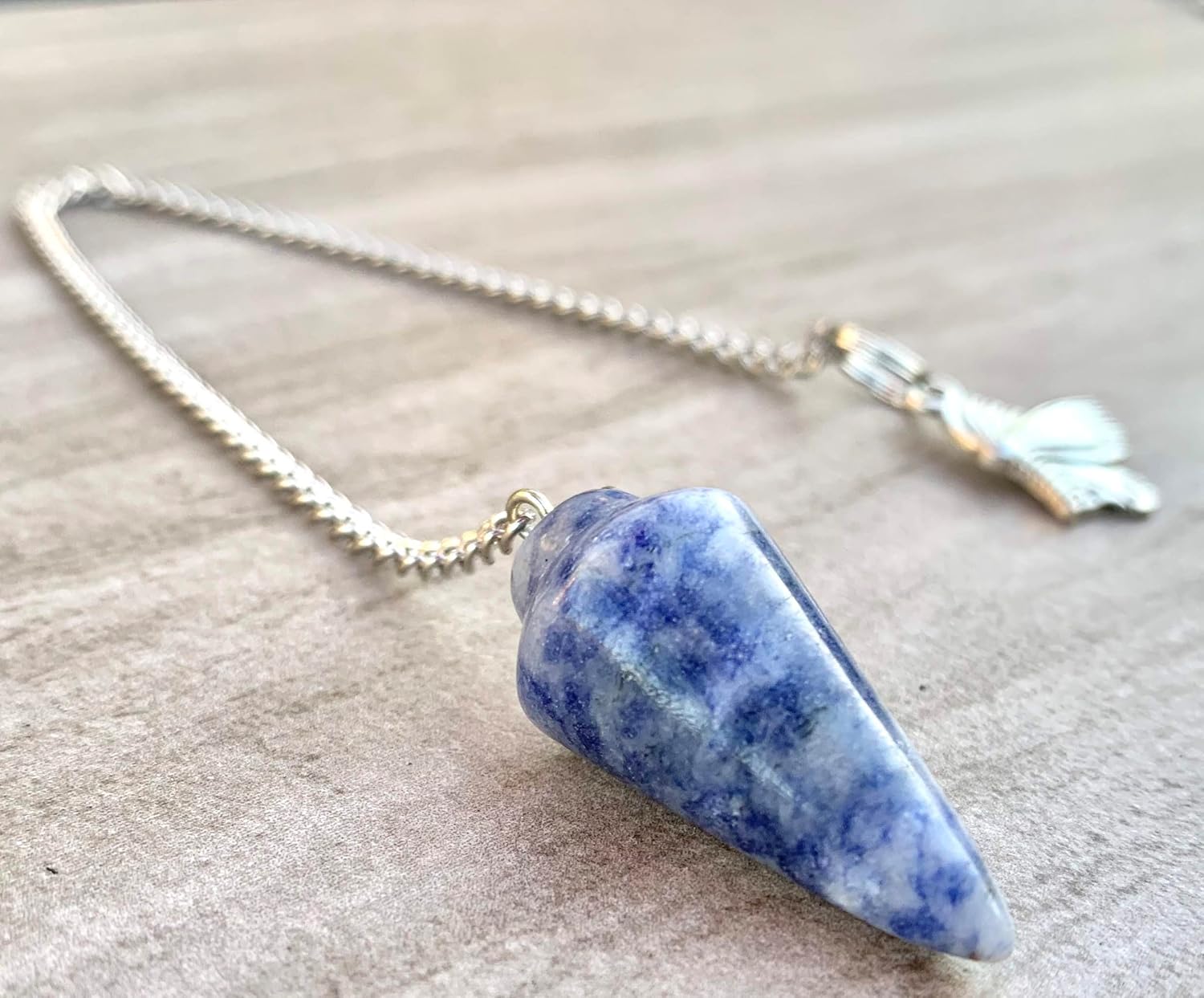 Natural Gemstone Smooth Conical Crystal Pendulum with Mystery Charm | Bag Charm - Collective Awakening
