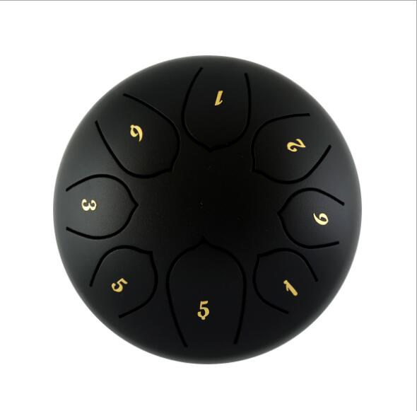 6-Inch Black Steel Tongue Drum Set, Tank Sticks and Carrying Bag Percussion Instruments Accessories - Collective Awakening