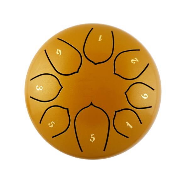 6-Inch Gold Steel Tongue Drum Set, Tank Sticks and Carrying Bag Percussion Instruments Accessories - Collective Awakening
