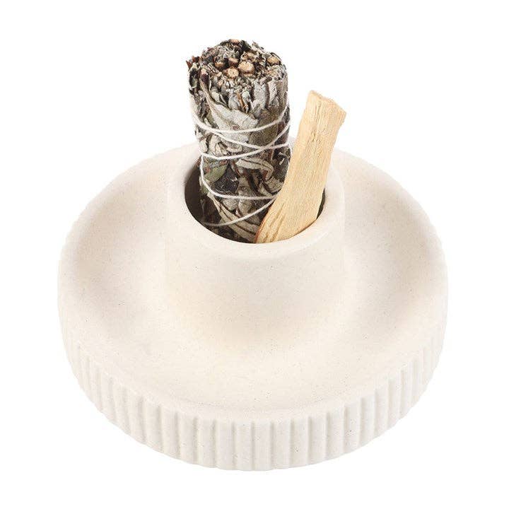 Cream Ribbed Smudge Bowl - Collective Awakening