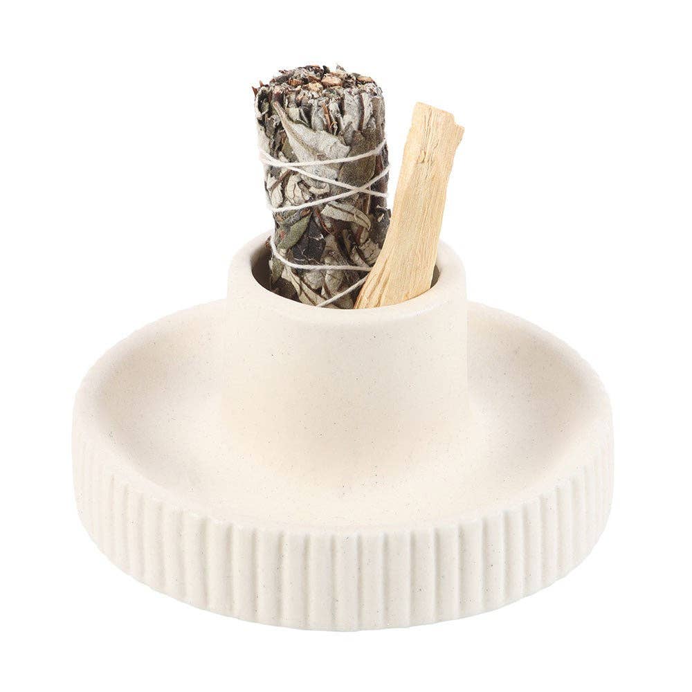 Cream Ribbed Smudge Bowl - Collective Awakening