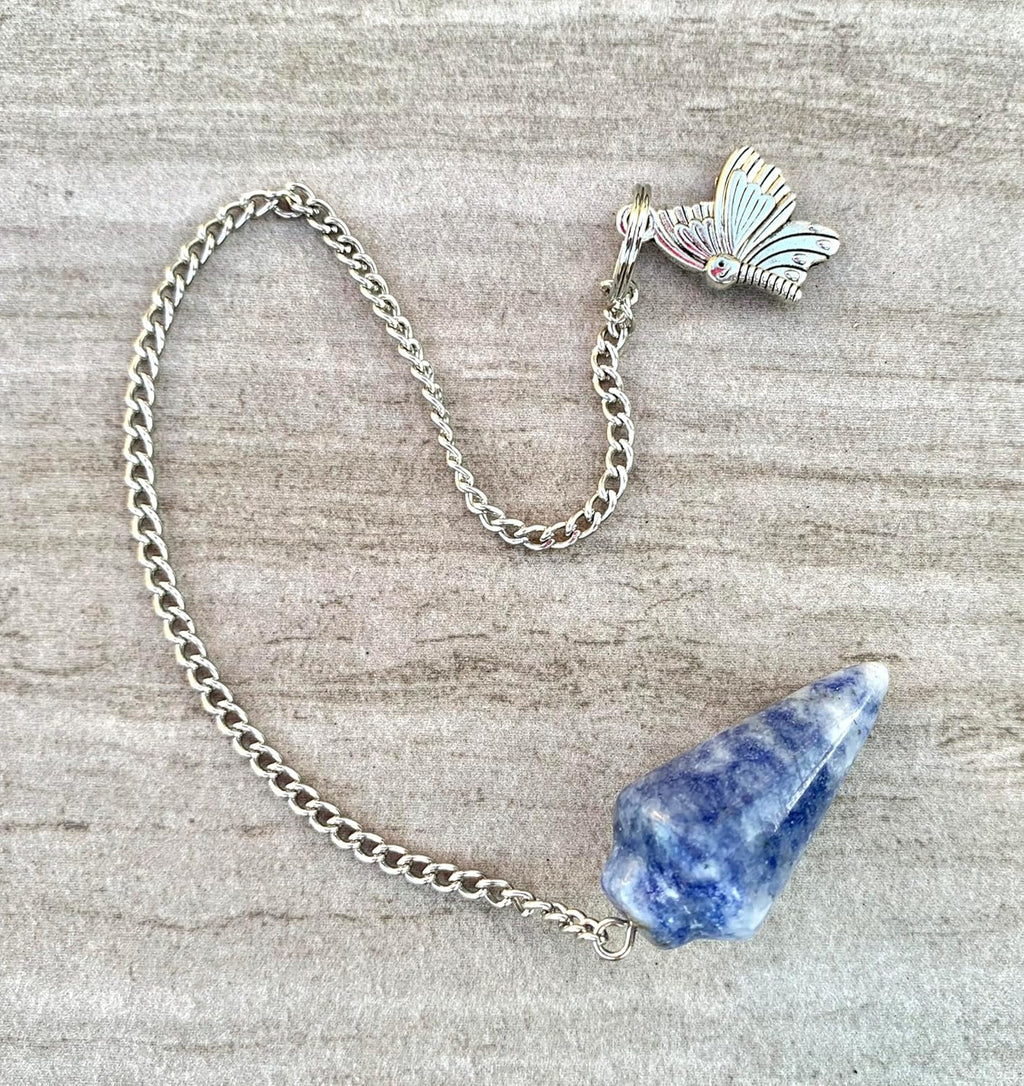 Natural Gemstone Smooth Conical Crystal Pendulum with Mystery Charm | Bag Charm - Collective Awakening