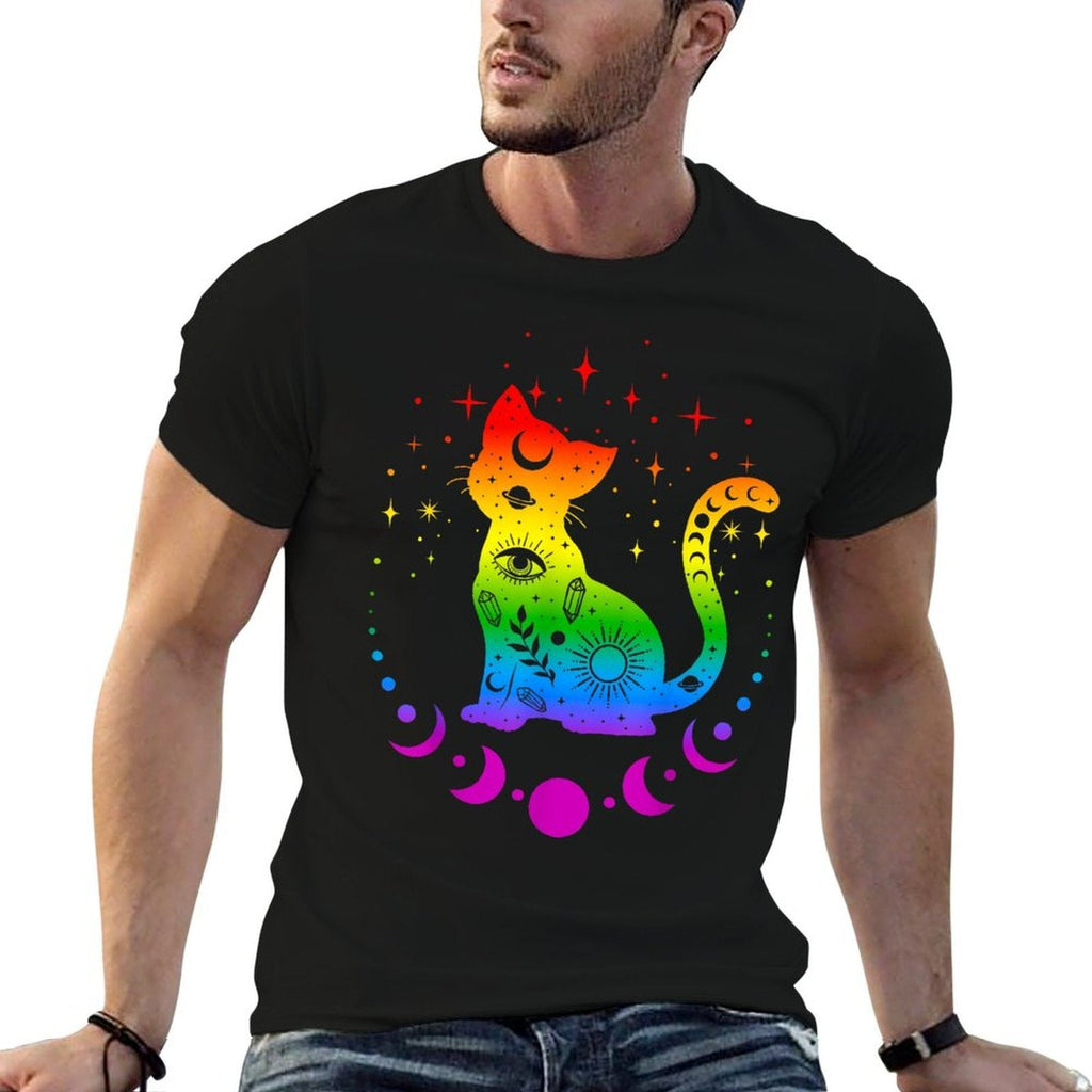 Rainbow Astrology Cat, LGBT Gay Pride Easy - care T-Shirt - Collective Awakening