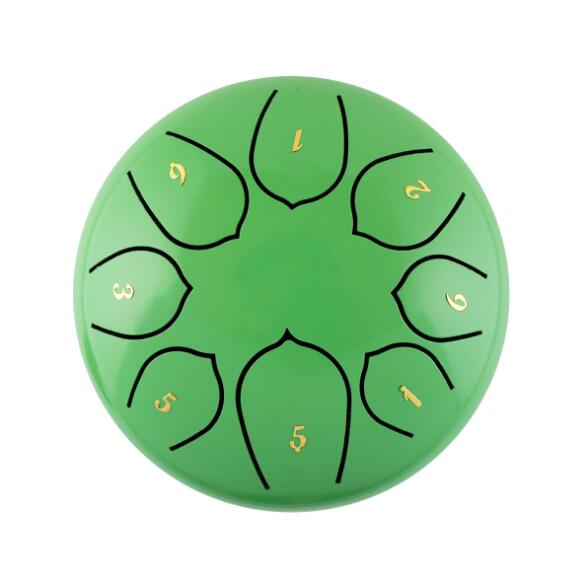 6-Inch Green Steel Tongue Drum Set, Tank Sticks and Carrying Bag Percussion Instruments Accessories - Collective Awakening