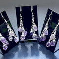 Amethyst Triple Crystal Earrings Pair (Stainless Steel Silver Hooks) - Collective Awakening