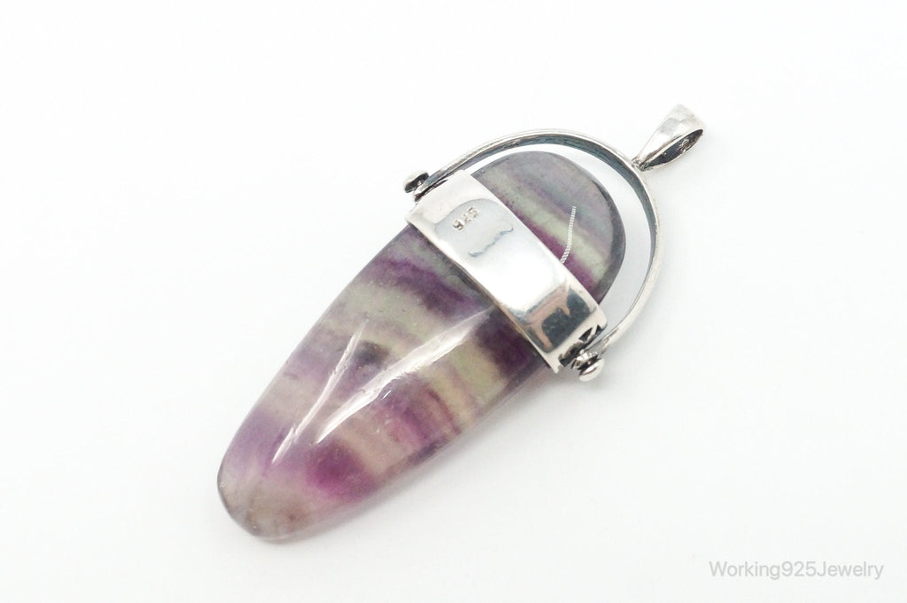 Vintage Purple & Green Fluorite Blue Opal Sterling Silver Pendant - Collective Awakening