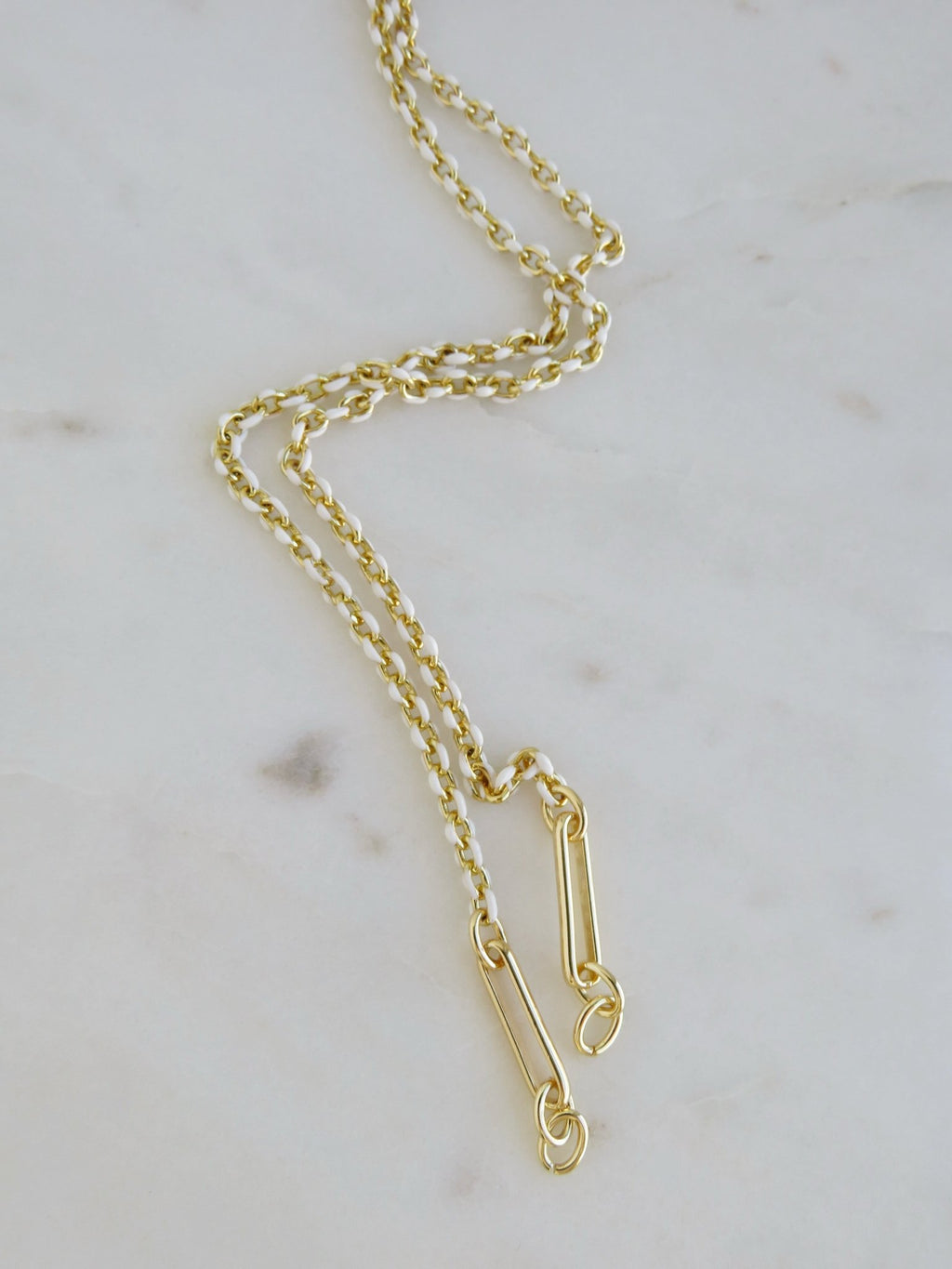 White Oval Link Charm Holder Necklace - Clicker Clasp - add charms - Collective Awakening