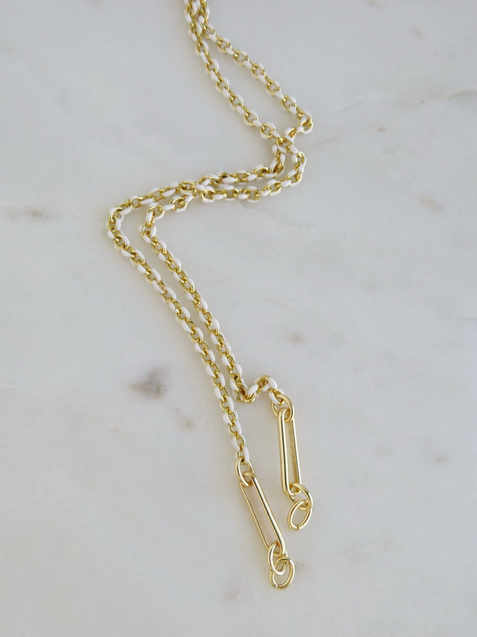 White Oval Link Charm Holder Necklace - Clicker Clasp - add charms - Collective Awakening