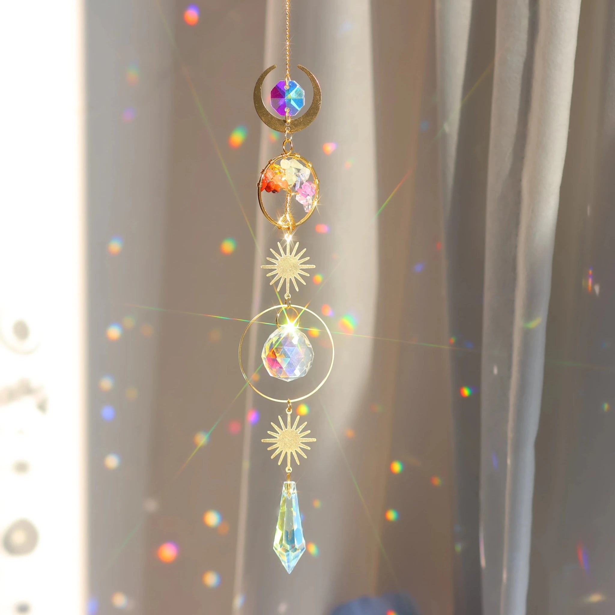 Tree of Life Crystal Pendant Sun Catcher Indoor and Outdoor Rainbow Home Garden Window Christmas Tree Wedding Decoration - Collective Awakening