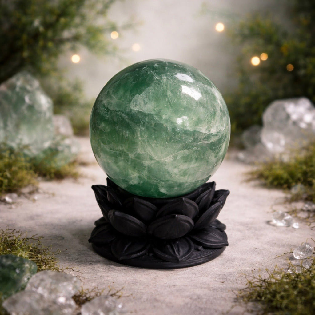Crystal Sphere with Dark Lotus Stand | Original Kreateur Studio Design - Collective Awakening