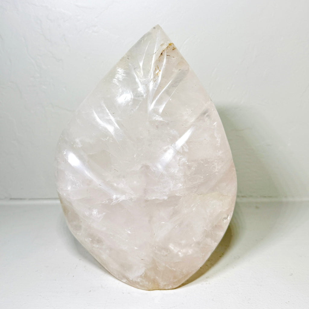 Milky Dream Quartz Crystal Leaf Carving – Exquisite Hand - Carved Design with Natural Inclusions (7.3LB) - Collective Awakening