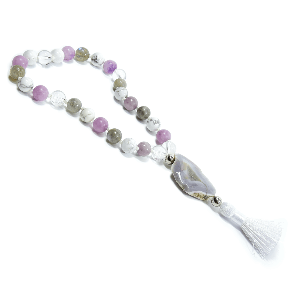 Crown Chakra Meditation Mala – 27 Beads of Clear Quartz & Labradorite - Collective Awakening