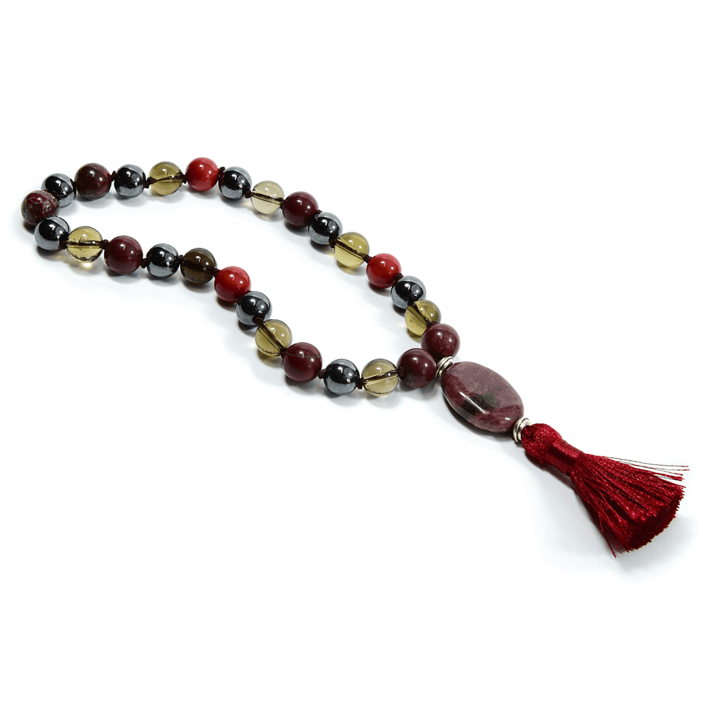 Root Chakra Meditation Mala - 27 Beads of Red Jasper & Hematite - Collective Awakening