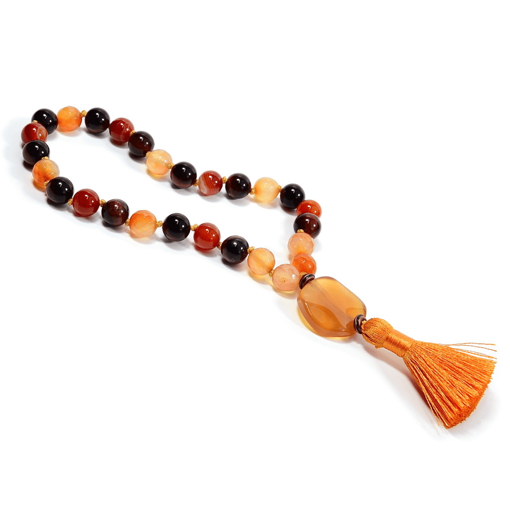 Sacral Chakra Meditation Mala – 27 Beads of Carnelian & Red Tiger Eye - Collective Awakening