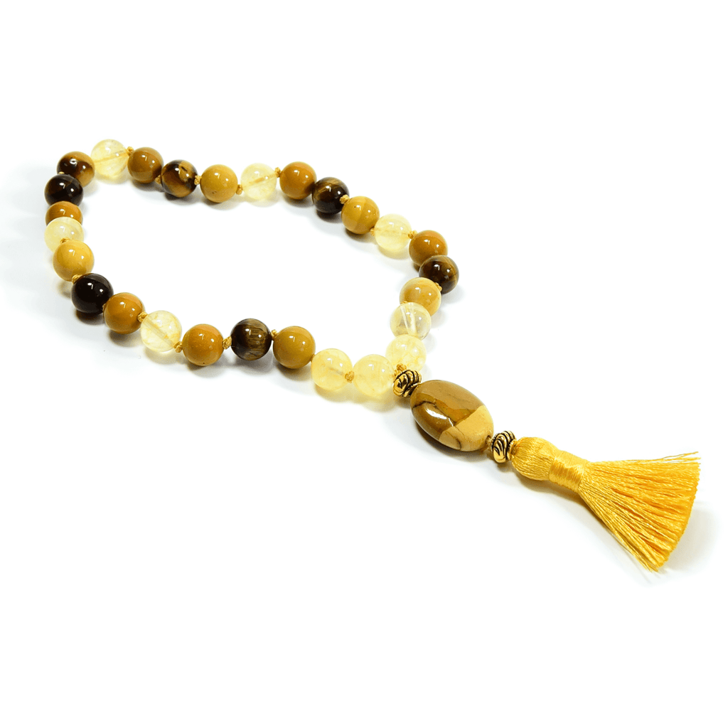 Solar Plexus Meditation Mala – 27 Beads of Citrine & Tiger Eye - Collective Awakening