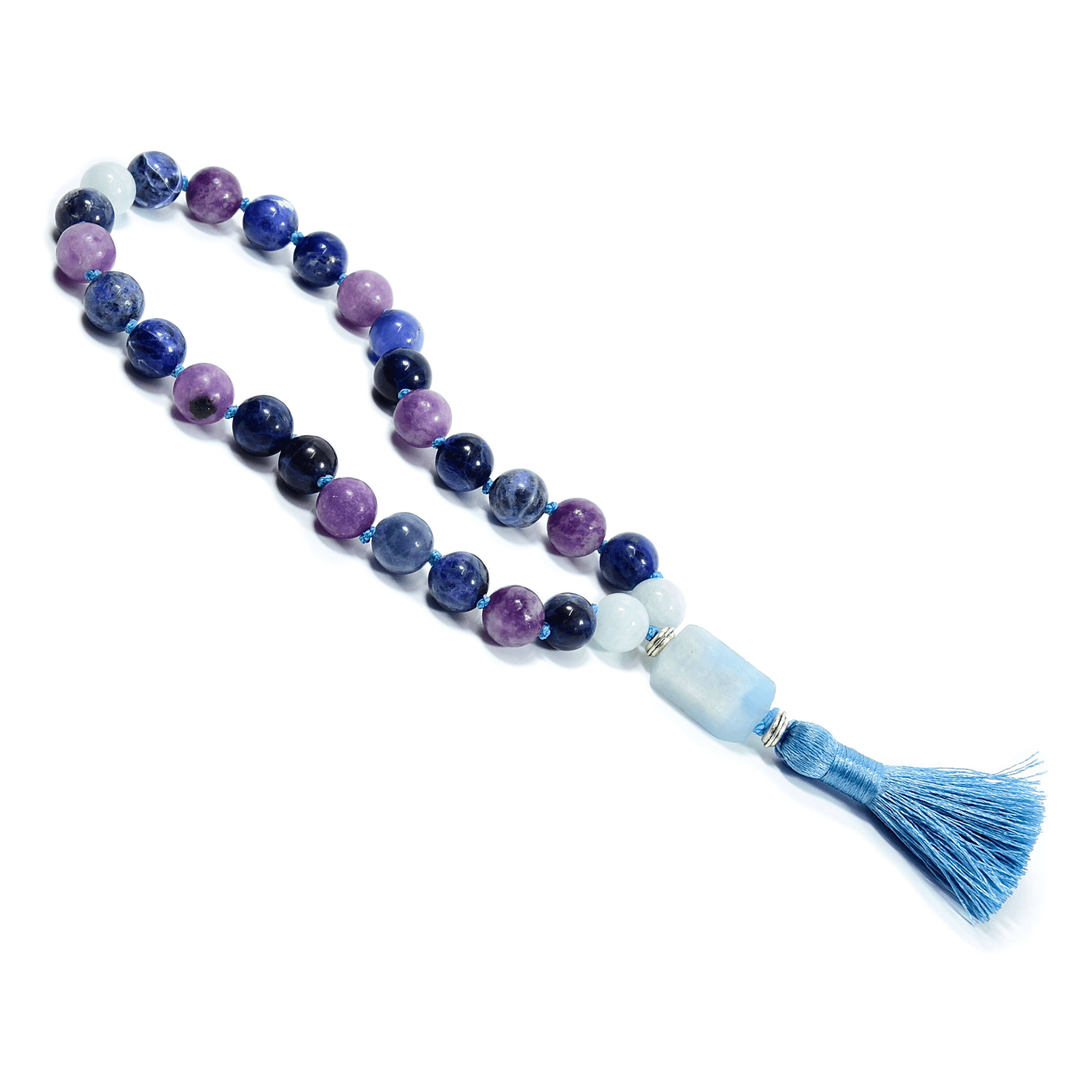 Throat Chakra Meditation Mala – 27 Beads of Aquamarine & Sodalite