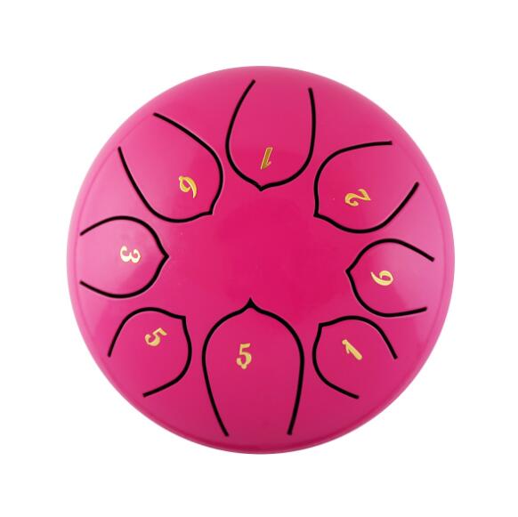 6-Inch Fuchsia Steel Tongue Drum Set, Tank Sticks and Carrying Bag Percussion Instruments Accessories - Collective Awakening