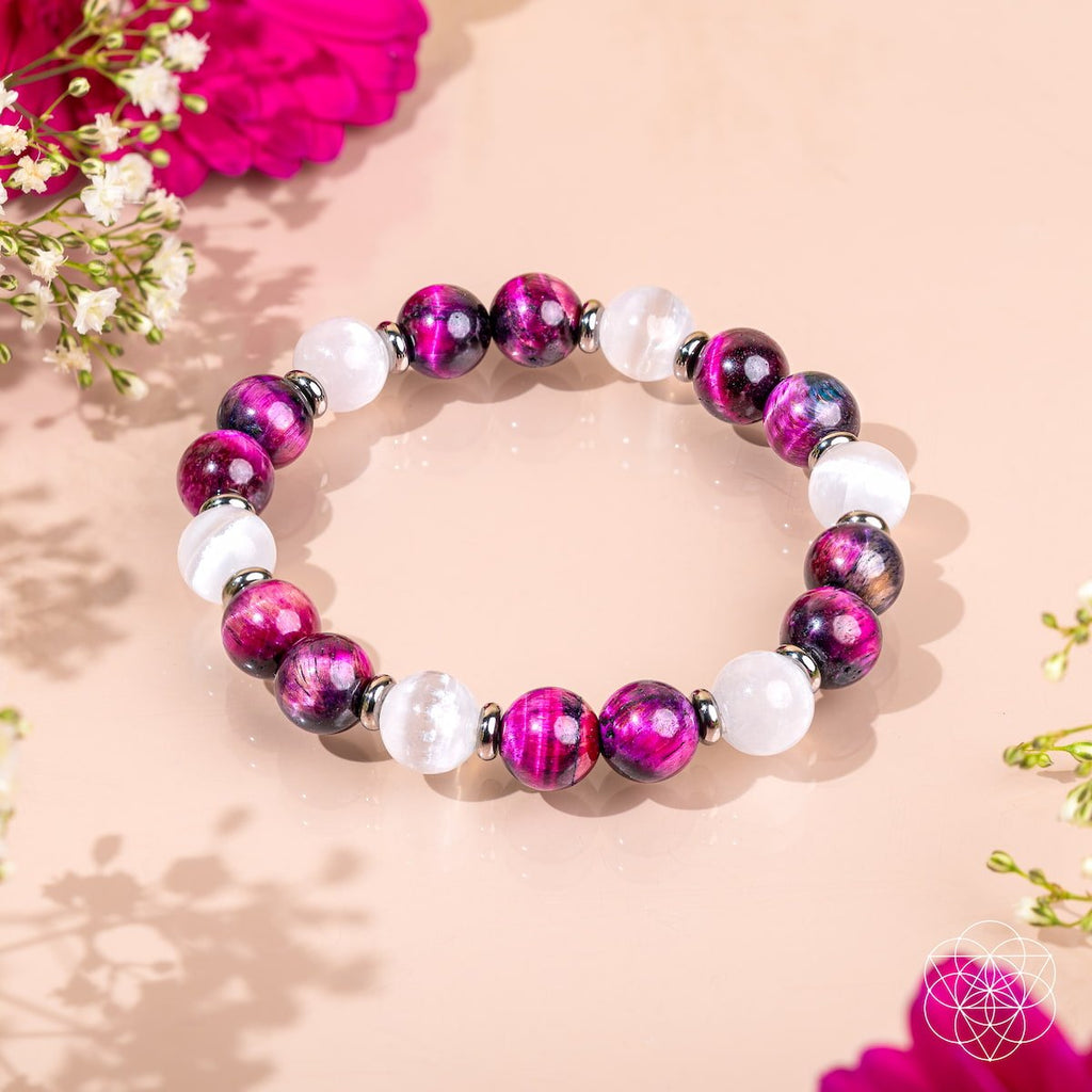 Shape Your Future – Pink Galaxy Tiger’s Eye Bracelet - Collective Awakening