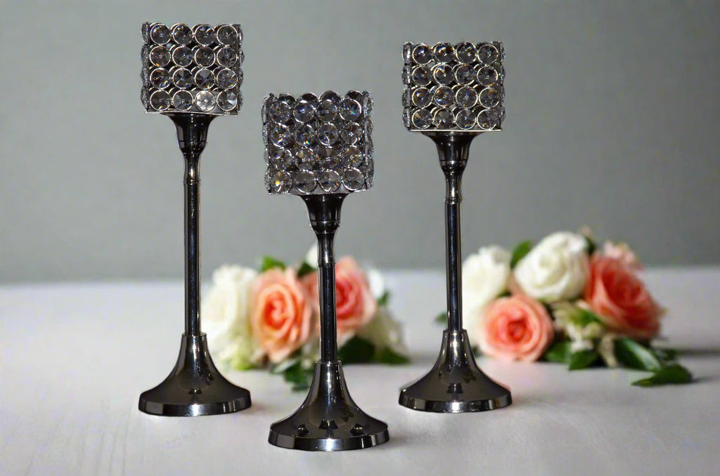 Vibhsa Crystal Aluminium Candle Holder Set of 3 - Collective Awakening