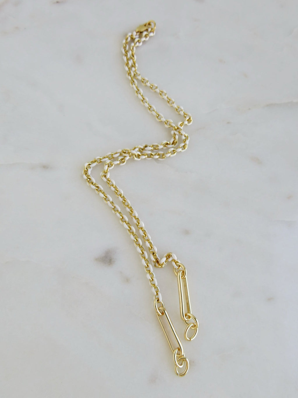 White Oval Link Charm Holder Necklace - Clicker Clasp - add charms - Collective Awakening