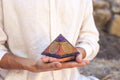 Flower of Life Copper Orgone Pyramid with Amethyst (Authentic - REAL) - Collective Awakening