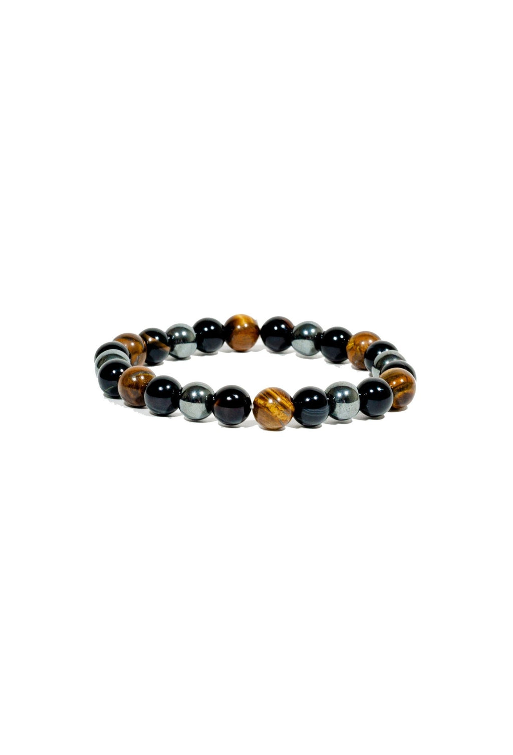 Triple Protection Bracelet WIth Tigers Eye, Hematite, and Obsidian(7.5 inches) - Collective Awakening