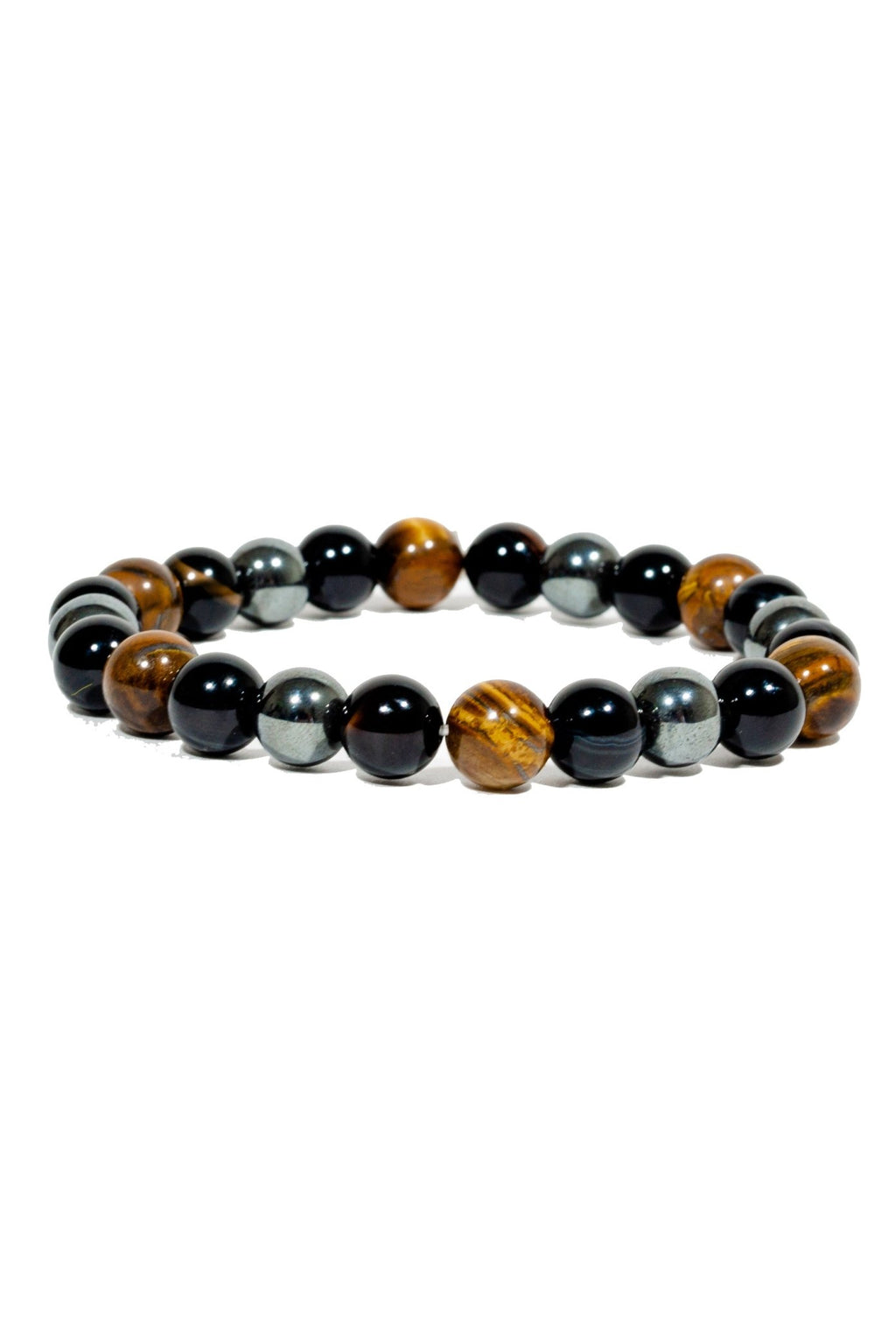 Triple Protection Bracelet WIth Tigers Eye, Hematite, and Obsidian(7.5 inches) - Collective Awakening