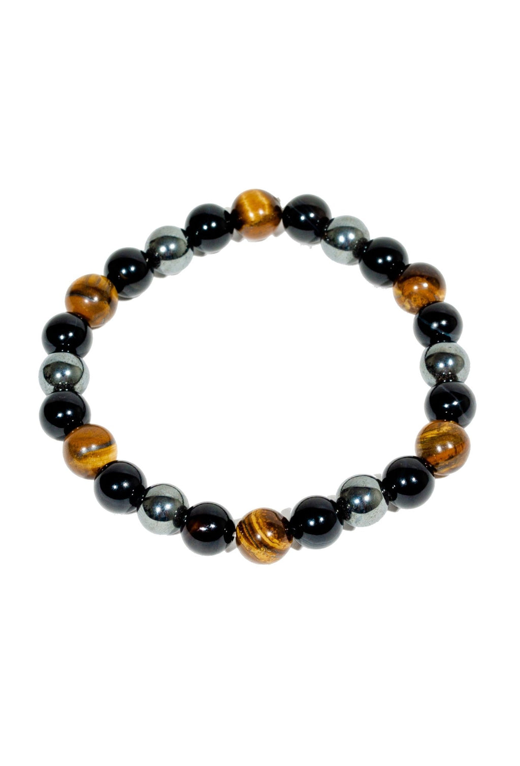 Triple Protection Bracelet WIth Tigers Eye, Hematite, and Obsidian(7.5 inches) - Collective Awakening