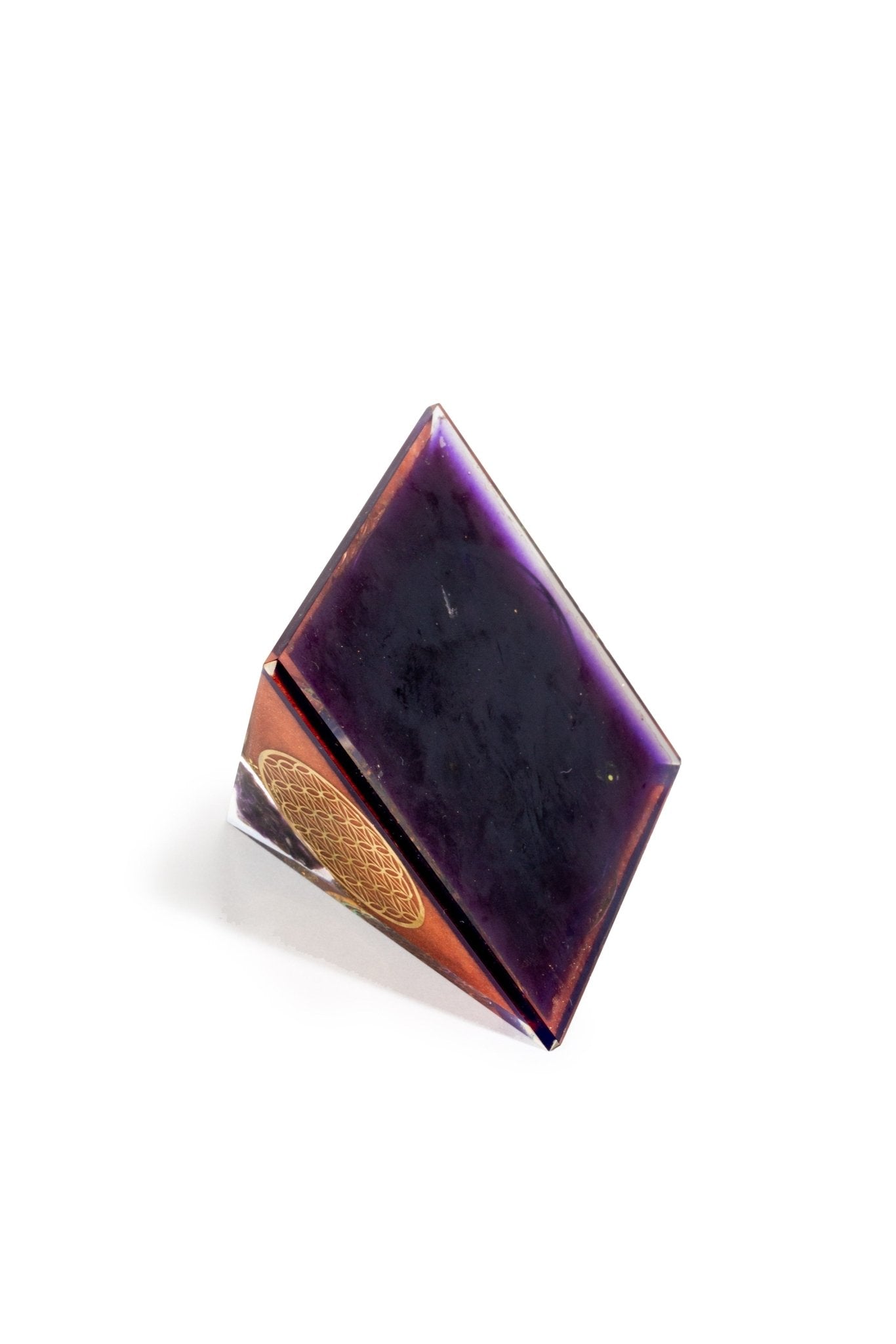 Flower of Life Copper Orgone Pyramid with Amethyst (Authentic - REAL) - Collective Awakening