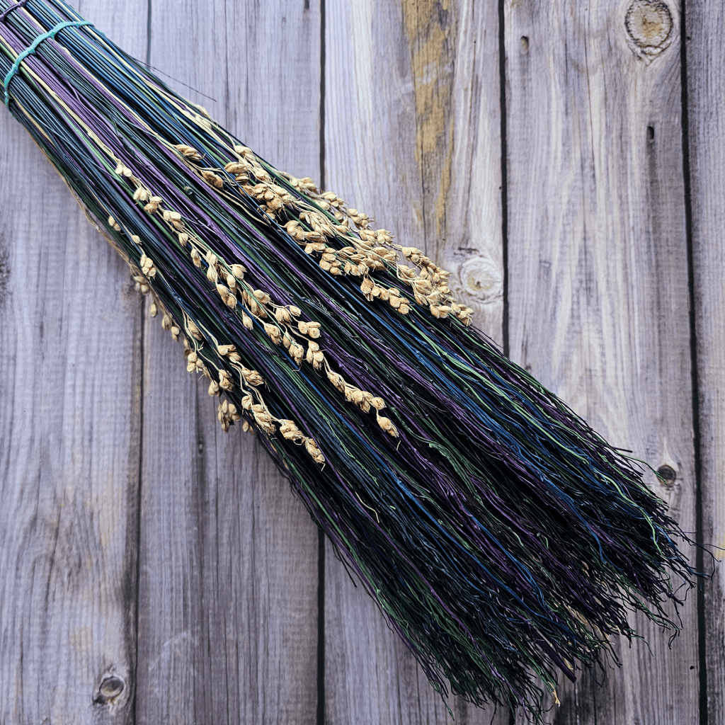 Hand Painted Decorative Round Broom – 24” Folk Art Broomcorn Besom - Collective Awakening