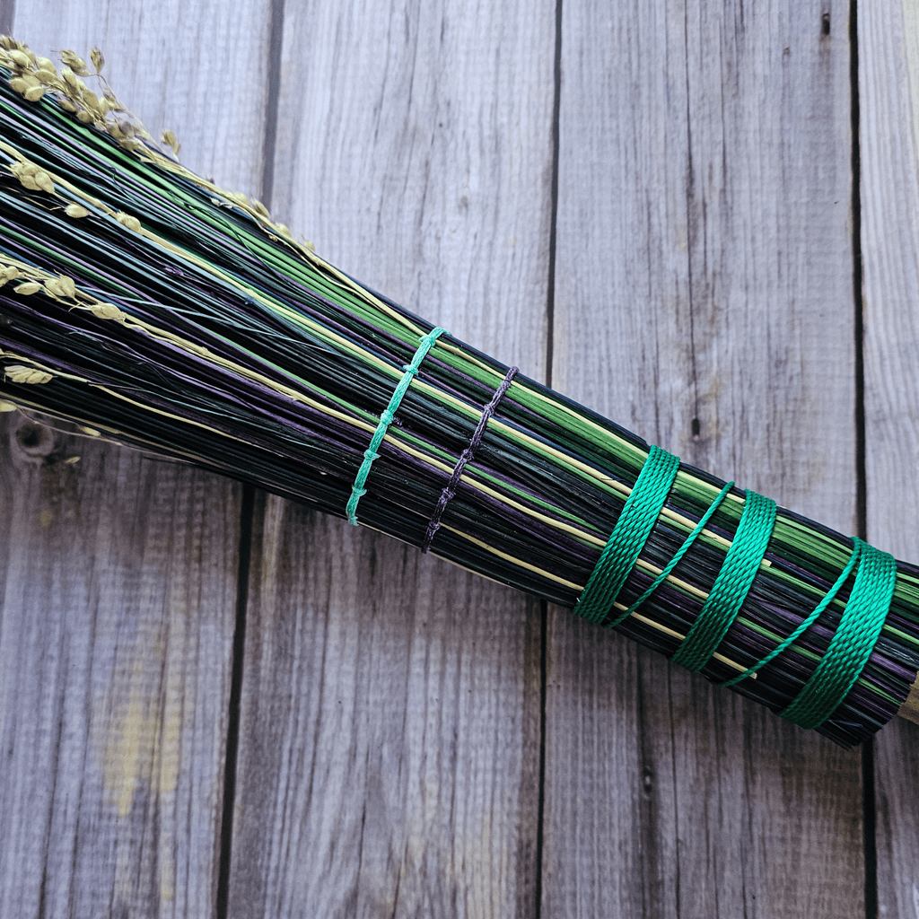 Hand Painted Decorative Round Broom – 24” Folk Art Broomcorn Besom - Collective Awakening